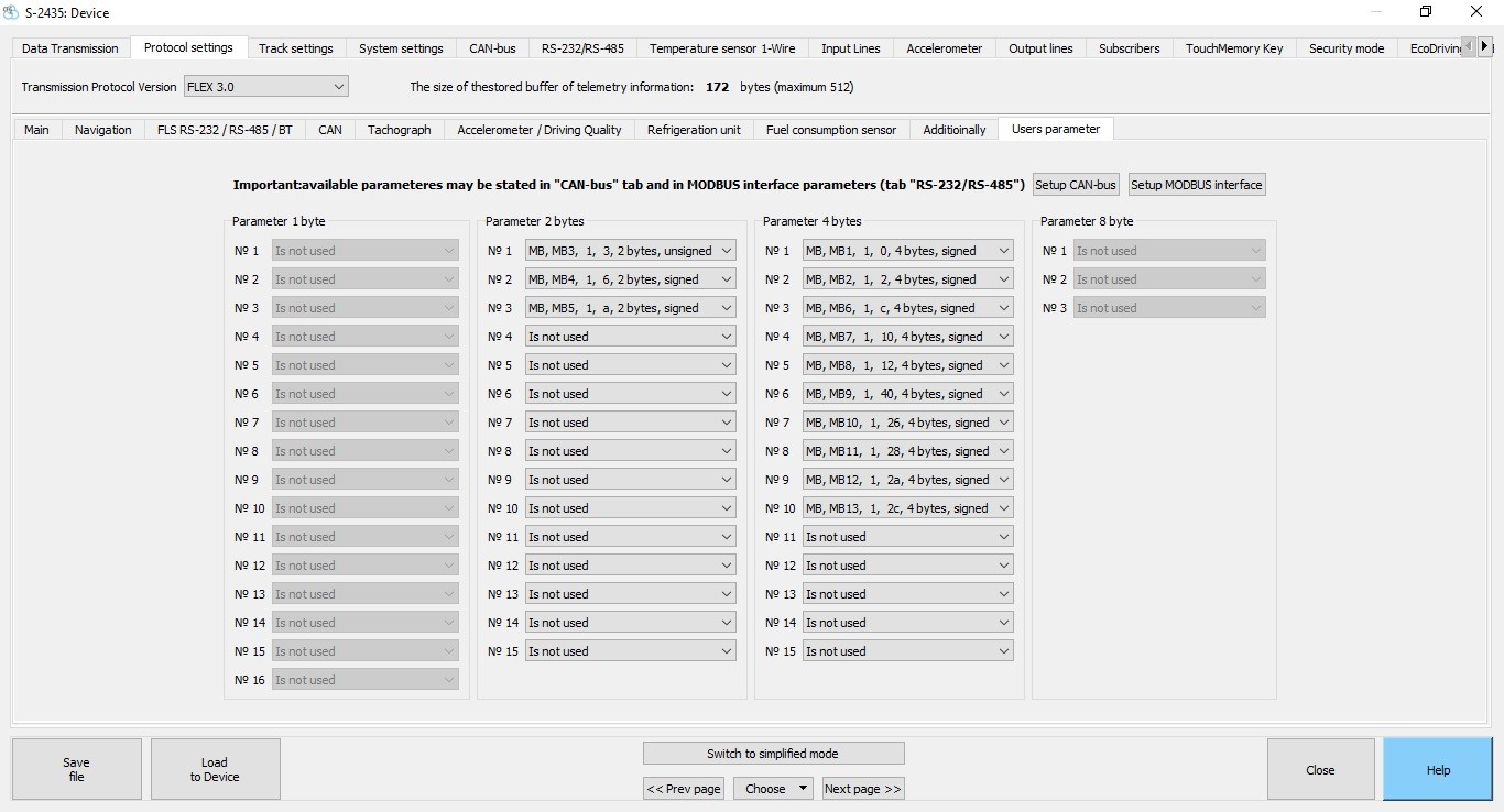 smart 2435_user parametrs