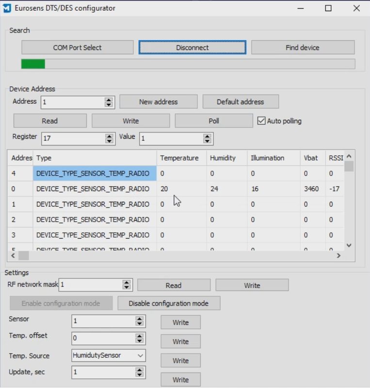 wireless temperature sensor configuration