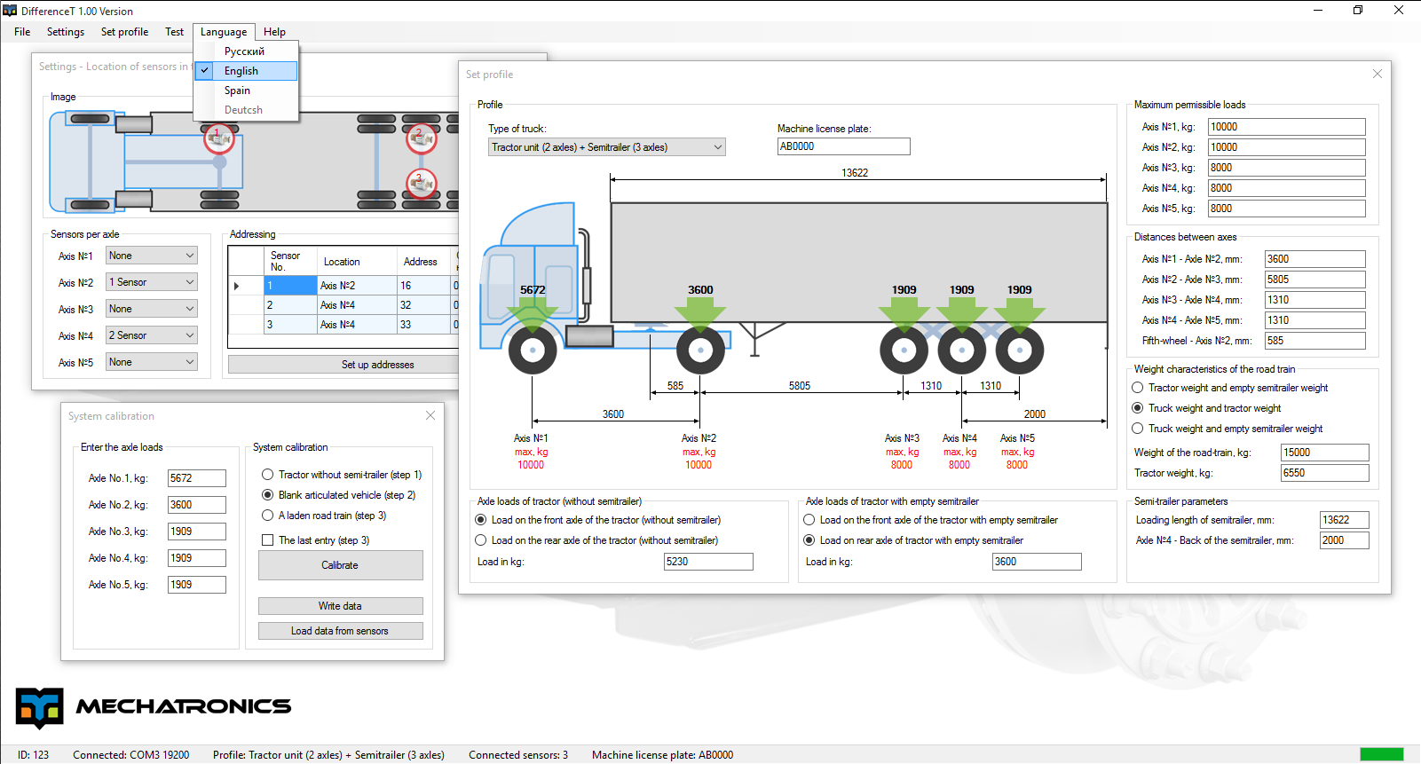 Onboard weighing system - calibration