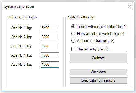 Onboard weighing system - calibration